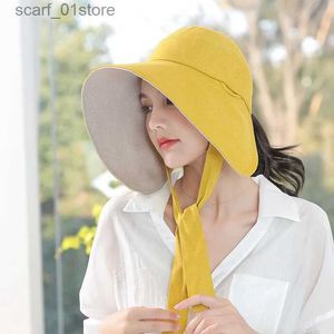 Cappelli a tesa larga Cappelli a secchiello Donna Estate all'aperto Sole di alta qualità C senza top Protezione per il viso femminile Cappello a secchiello anti-UV Donna Cappelli da pescatore a tesa largaL231216