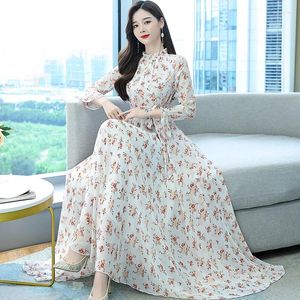 Party Dresses 2023 French Fairy Long Broken Flower Fall Chiffon Dress Female Temperament Autumn Outfit Small Sunshine Girl