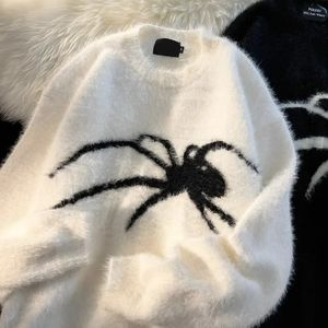 Mens Sweaters Sweater Örümcek Sonbahar ve Kış Sıcak Gevşek Yuvarlak Mink Velvet Boyun Alt Gömlek Yumuşak Ağda Tembel Stil Kalınlaştırılmış 231216