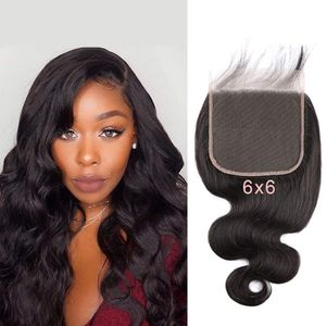 Brazilian Body Wave 6x6 Lace Closure100% Human Hair Deep Part Transparent Lace Closure Remy Hair with Baby Hair Natural Color