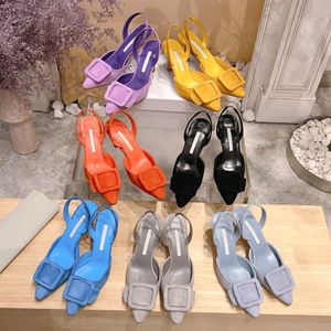 Buckle suede Slingbacks Dress shoes kitten Heel sandals women's heels Luxury Designers Genuine Leather outsole party Evening shoes factory footwear With box