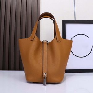 Picotin Lock Bag Bucket Bag Quality Fashion One Shoulder Bag Tote Bag Luxury Designer Bag Female brand leather Large capacity purse casual shopping