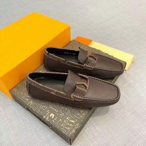 Driver Moccasin Designer Męski buty do jazdy 1ABF8D Prawdziwy skórzany poślizg na sukience buty Męs