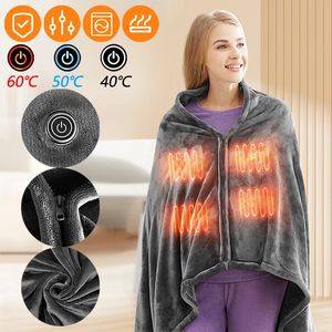 Cobertor elétrico inverno frio proteção corpo mais quente usb aquecido xale quente elétrico aquecido cobertor de pelúcia aquecido xale coral flanela cobertor aquecido 231216