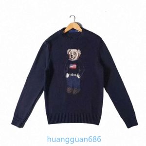 Męskie swetry Ralph Designer Mens Polos Swater Women Lauren Pullover Bear Crewneck Knitted Długie rękawy Casual Printed Asian 77688