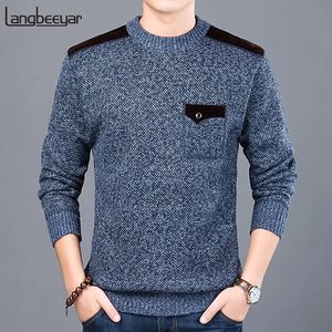 Suéter masculino de marca de moda, pulôveres slim fit, malhas, pescoço, outono, estilo coreano, roupas casuais masculinas 231216