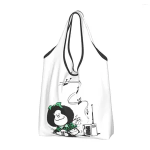 Shopping Bags Mafalda Music Reusable Grocery Foldable 50LB Weight Capacity Quino Argentina Cartoon Bag Eco-Friendly Lightweight