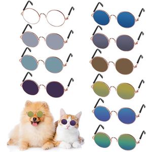 Sunglasses Cat Dog Sunglasses Goggles Round Metal Dog Sunglasses Small Breed Classic Retro Cat Costume Sunglasses Photo Props Eye Glasses