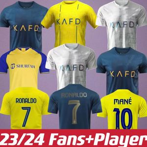 Al Nassr Soccer Jerseys Ronaldo 2023 2024 Casa Amarelo fora 23 24 CR7 Gonzalo Martinez Talisca Ghislain Konan Vincent Aboubakar Men Cirche de futebol Al-Nassr FC