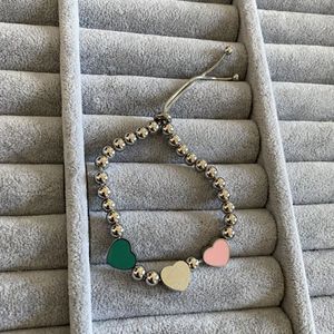3 pingentes de coração Pulseiras de aço de titânio estilo Gold Gold Sier Color Small Balls Bracelet for Women Gifts W F98