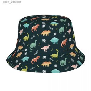 Breda randen hattar hink hattar anpassade dinosaurier och lämnar hink hatt för män kvinnor tryckt sommarrese strandfiskare cl231216