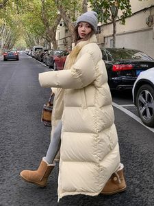 Mulheres para baixo parkas oversized longo casaco mulheres inverno jaqueta de algodão feminino coreano moda acolchoado casaco senhoras casual grosso quente zíper casacos 231215