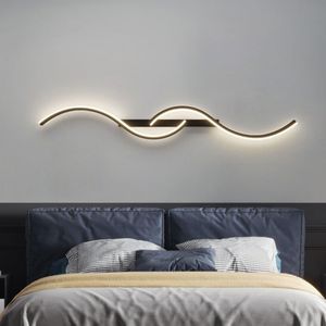 Moderno led lâmpada de parede minimalista led luz quarto cabeceira longa tira arandelas sala estar casa luminária interior