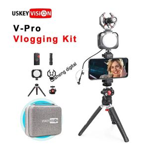 Hållare usayvision vlogging kit smartphone video mikrofon led video ljus vlog stativ youtube live konferens ljussats