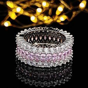 Cluster Rings 2023 Luxury Round Princess Silver Color Eesthetic Eternity Band Rin for Women Jubileums Present Jewelry Wholesale R5579