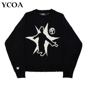 Men's Sweaters Men's Winter Sweater Pullovers Knit Long Sleeve Tops Hip Hop Korean Fashion Harajuku Jumper Gorhic Coat Y2k Streetwear Clothing 231215