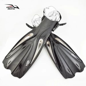 Set Keep Diving Open Heel Scuba Diving Long Fins Justerbar snorkling Swim Flippers Special för dykningskor Monofin Gear