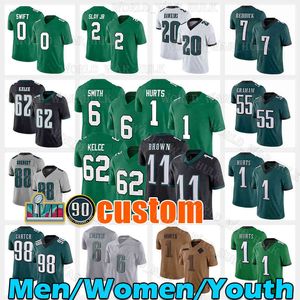 1 Jalen Hurts Maglia DeVonta Smith Calcio AJ Brown Jason Kelce DAndre Swift Haason Reddick Brian Dawkins Goedert Mailata Brandon Graham Darius Slay Jr Davis Carter