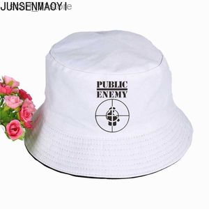 Шляпы с широкими полями Панама Шляпа Public Enemy Bucket Hat Лето Us R Хлопок Женщины Мужчины Рыбацкая шляпа Открытый солнцезащитный козырек c рыбалкой Hation Солнцезащитный крем Пляжная шляпаL231216