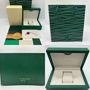 Scatola per orologi Rolex verde di alta qualità, scatola in legno per fabbrica di orologi da uomo e da donna, certificato di sacchetto di carta, scatola di primo livello per accessori per orologi di lusso, scatola essenziale per la moda lb