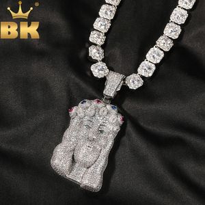 Pendant Necklaces THE BLING KING Huge Religious Jesus Necklace Full Iced Out Cubic Zirconia Charm Tennis Fashion Hiphop Jewelry 231216