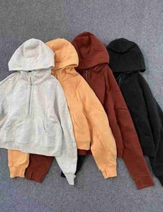 Ilulululemen-05 Yoga Sweatshirt Scuba Hela halv zip hoody hoodies utomhus fritid tröjor Kläder Kvinnor Toppar Träning Fithet Tjockjackor Y