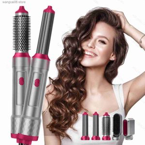 Hair Curlers Straighteners High Speed Hair Dryer 5 In 1 Hair Styler Air Curler Hair Blower Brush Electric Blow Dryer Hot Air Styling Comb Curling Iron Wand T231216