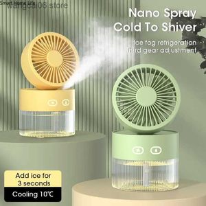 Electric Fans Cooling Appliances Portable Fan Air Humidifier 350ml Water Cooler Table Fan Usb Rechargeable Essential Oil Diffuser Night Light T231216