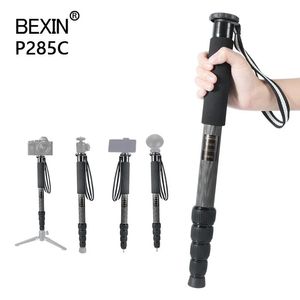 Aksesuarlar Bexin P285C Profesyonel Karbon Fiber Taşınabilir Seyahat Monopod Stand DSLR kameranın mini tripod tabanı ile durabilir