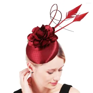 Women Vintage Tea Party Hat Fascinators Flower Derby Millinery Accessory Chic Handmade Ladies Headpiece With Hair Clips