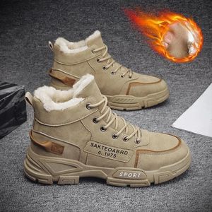 Boots Boots Men Winter Fashion Plush Shoes Snow Boots Male Casual Outdoor Sneakers Lace Up Warm Shoes Non Slip Ankle Boots Male 231216