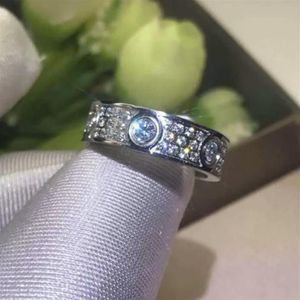 Cheio de diamante titânio aço prata amor anel homens e mulheres rosa ouro designer anéis para amantes casal luxo jóias gift204e