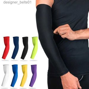 Ärmhylsa ärmar Wosweir 1PC Sports Arm Compression Sleeve Basketball Cycling Arm Warmer Summer Running UV Protection Volleyball Sunscreen Bandsl231216