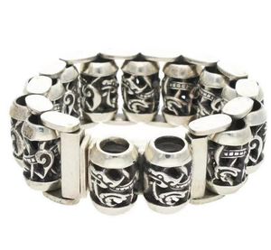 Nya 925 Sterling Silver smycken Retro Punk Hip Hop Armband Handgjorda palatsmönster armband mode tillbehör