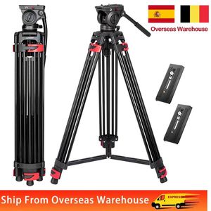 Innehavare 180 cm aluminiumlegering Videokamera stativ med vätskehuvudet tungt stativ för video/fotografering/Canon/Nikon/DSLR/Camcorder