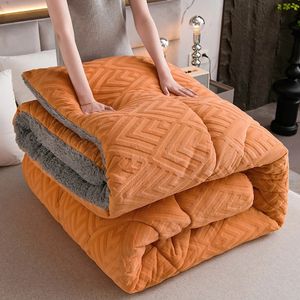 Comforters Set Autumn Winter Fleece Quilt Fluffy Warm Coral Flannel Casual Comforter Core For Bedroom Soffa Bed Soft Tjocklek Kasta filtar 231215