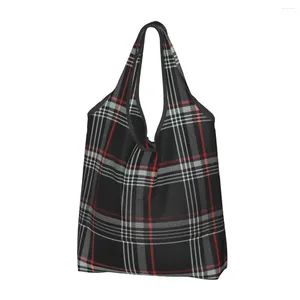 Shopping Bags Recaros Black Tartan Scotch Irish Plaid Grocery Bag Durable Reusable Recycle Foldable Heavy Eco Washable With Pouch