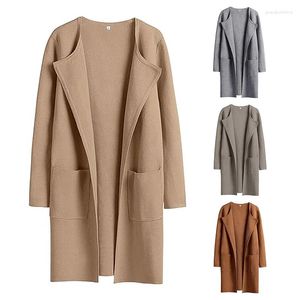 Kvinnors stickor Kvinnor stickade hjärttröjor Överdimensionerade öppen front långärmad lapel casual jacka 2023 Fall Coat Dressy Coatigan