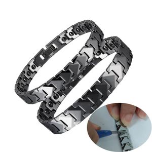 Bracciale in tungsteno antigraffio Uomo Freccia Magnetica Ematite Coppia Carburo di maglia Catena Energia Maschio W1218261m