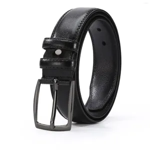 Belts Men's Stylish Leather Belt Decorative Smooth With Single Prong Buckle For -up Jeans