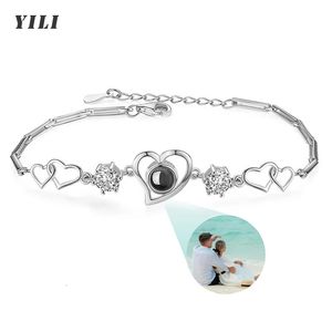 Charm Bracelets Custom Bracelet with Picture inside Customized Projection Po Personalized Memorial Gift 231215