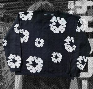 Kvinnors tröjor som stickar Kapok Print Mönster O Neck Pullover Tröja Streetwear Girls Overized Harajuku Knitwear Men's Y2K Sweatshirt