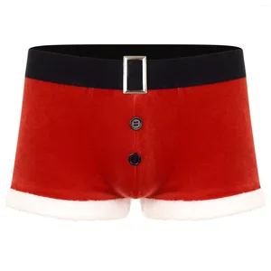 Unterhosen Herren Weihnachts-Boxershorts Samt-Dessous Plüschbesatz Weihnachtsmann-Unterwäsche Ausbuchtungsbeutel Urlaubs-Slips für Weihnachtsfeier Cosplay