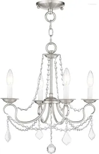 Chandeliers Brushed Nickel Chain Hang/Ceiling Light Fixture With Steel Base Material - Enhance Your Space Modern Elegance