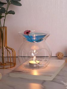 キャンドルホルダー家庭用ライトクリエイティブな熱耐性透明な透明なガラスろうそく脚灯オイルランプ