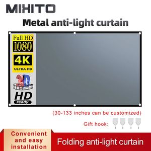 Projektionswände MIXITO AntiLight Vorhang 16 9 60 84 100 106 120 Zoll 3D HD Outdoor Indoor Tragbar mit Löchern Projektorbildschirm 231215