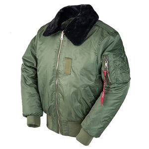 Kurtki męskie zima vintage B-15 Bomber Flight US Air Force Pilot Jacket Streetwear Coats Wojenna armia taktyczna Hip Hop dla mężczyzn Fur 231215