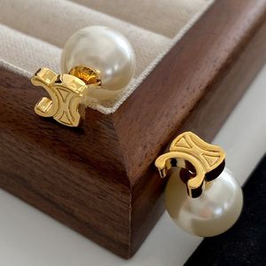 new classics Charm earrings pearl earring letter gold stud woman Women's gold black titanium steel luxury designer gift wedding jewelry not fade