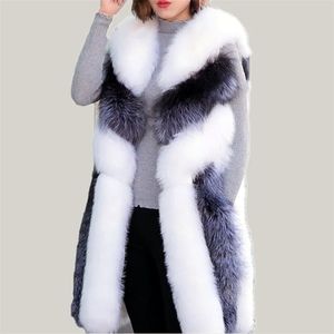 Top designer Lisa Colly Ladies long faux fur vest winter fashion faux jacket ladies warm fake coat coat S-4XL