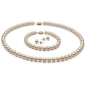 Collane Hoozz.p 67mm Aa Qualità Collana di perle autentiche Set Bracciale Orecchino Bianco perlato coltivato d'acqua dolce per Donna Uomo Gioielli Regalo